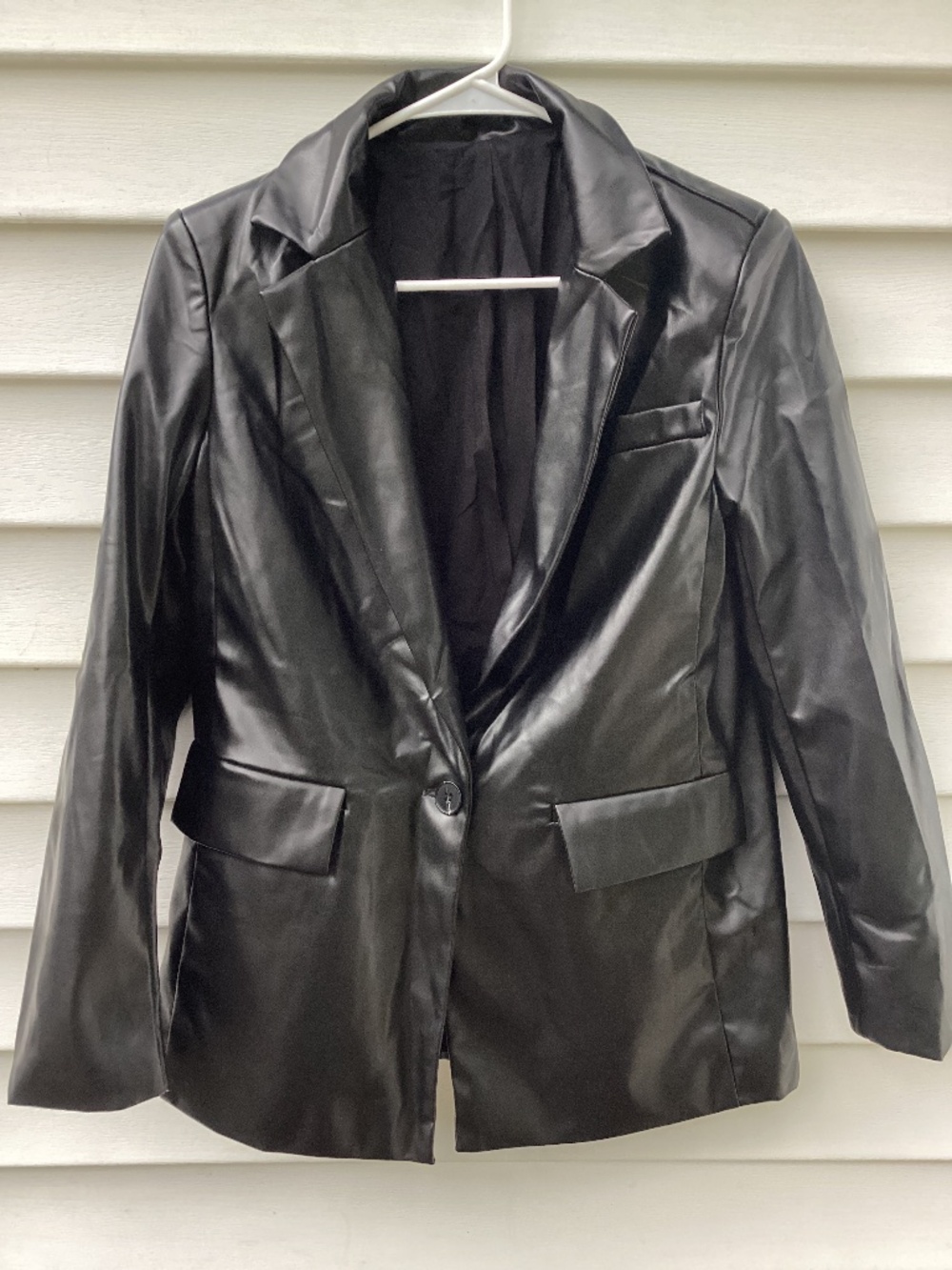 Faux Leather Blazer Single Button Pleather No Brand Small  Excellent condition ;